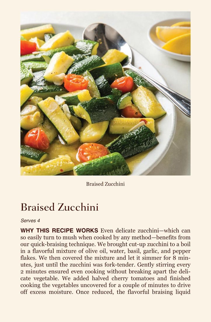 Cookbook page: Braised Zucchini