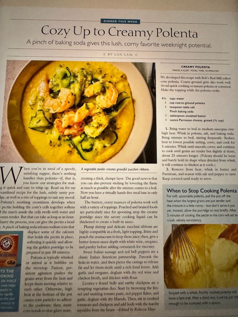 Magazine spread: Cozy Up to Creamy Polenta