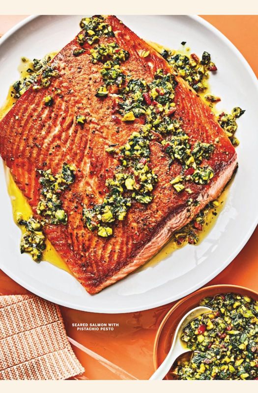 Seared Salmon with Pistachio Pesto